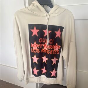Gucci Cream Hoodie with Pink Star Design
